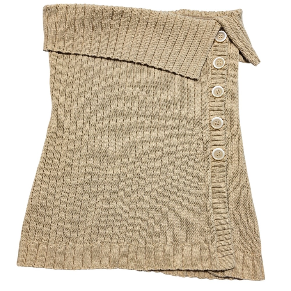 & Other Stories Women S Tan Knit Sweater Tube Top Ribbed Side Button Detail